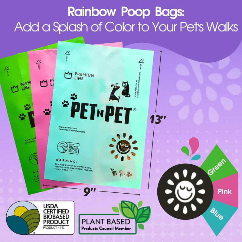 Pet N Pet 720 Counts Lavender Scented, Colorful Poop Bags for Dogs, 41% Plant Based & 59% PE Dog Poop Bags Rolls, Extra Thick Dog Waste Bag, Doggy Bag - Image 2